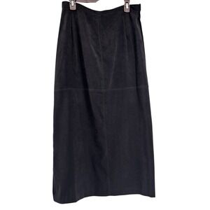 Kim Rogers Woman 18W Black Suede Western Maxi Skirt Back Slit